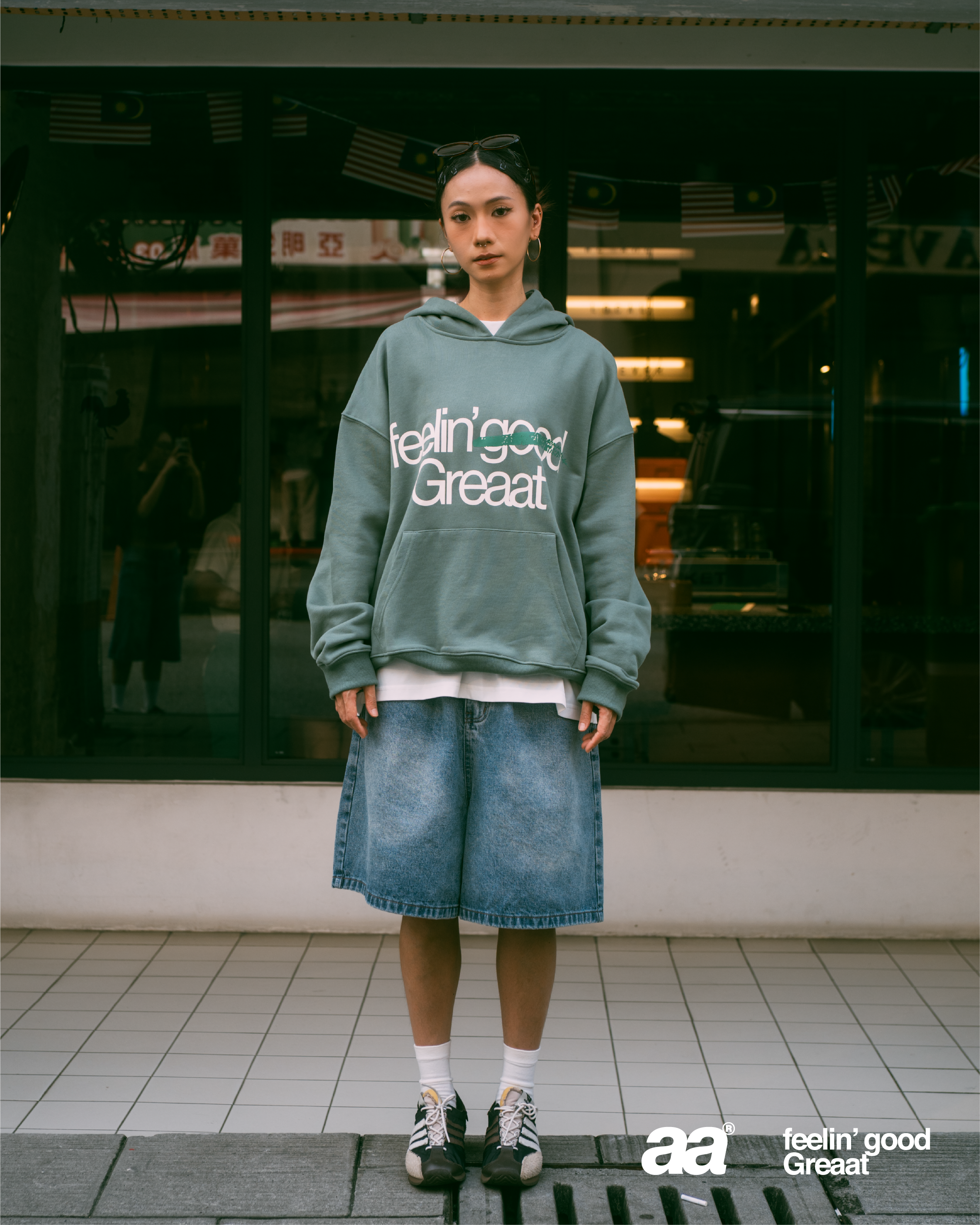 A.A FEELIN' GREAAT  HOODIE — SAGE GREEN