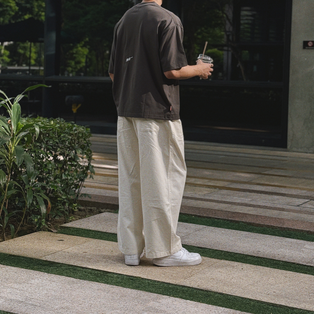 AA Beige White Balloon Pants