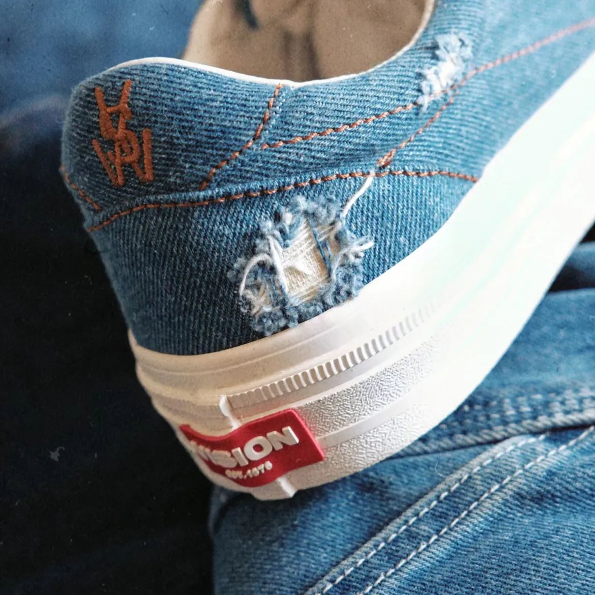 Vision Street Wear FLAT-TOP Retro Street Skate Shoes / Denim Blue V243NY301302