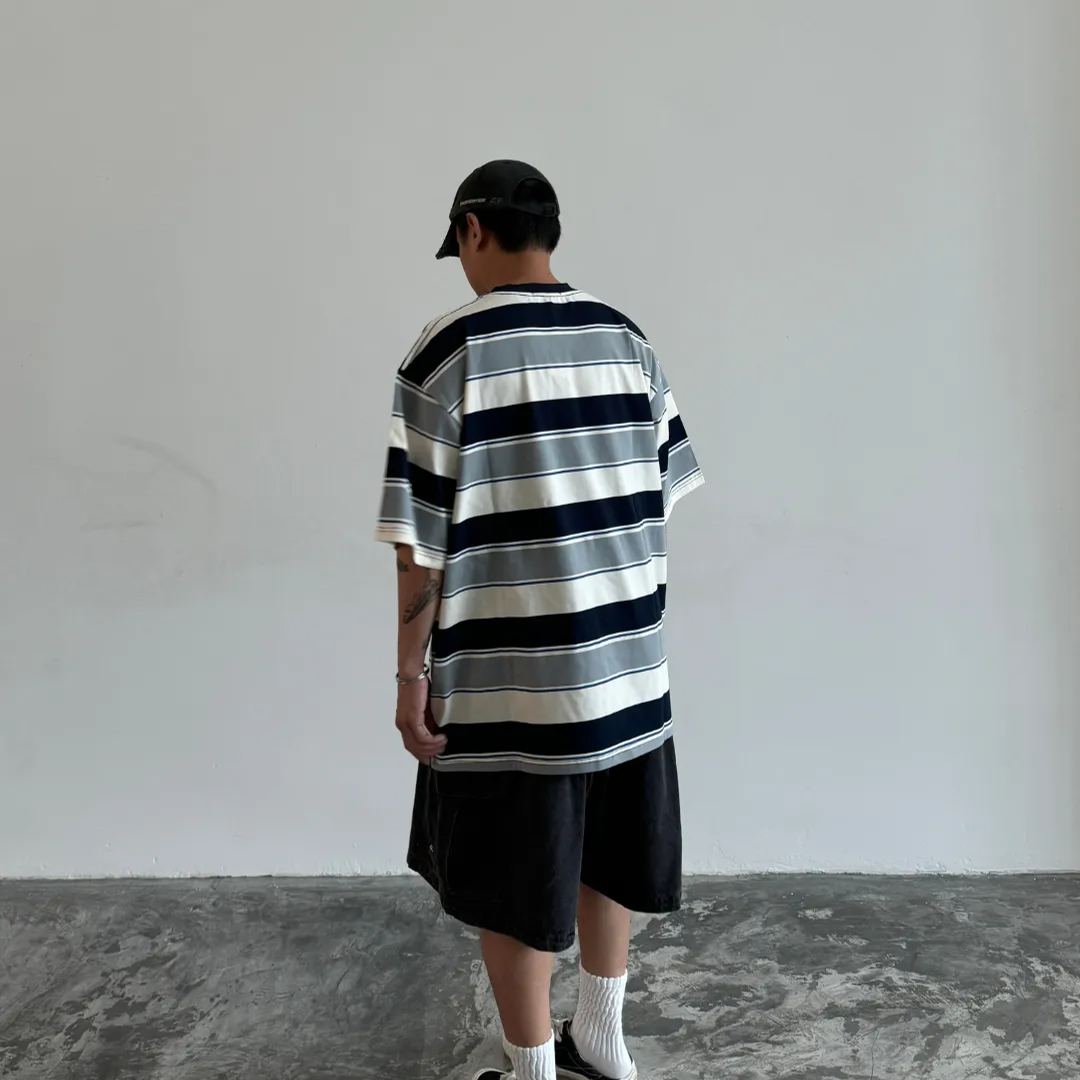 MOBLAB STRIPE TEE NAVY