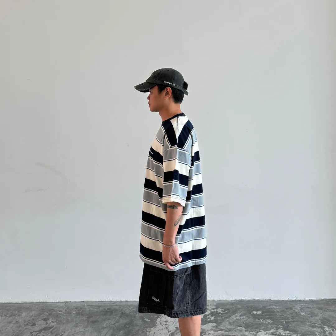 MOBLAB STRIPE TEE NAVY