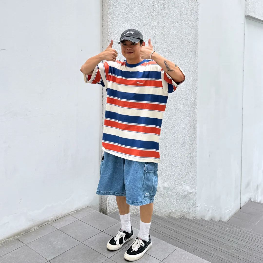 MOBLAB STRIPE TEE ORANGE
