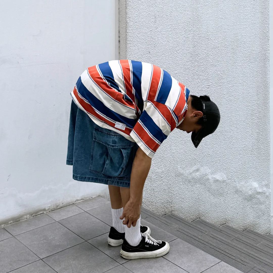 MOBLAB STRIPE TEE ORANGE
