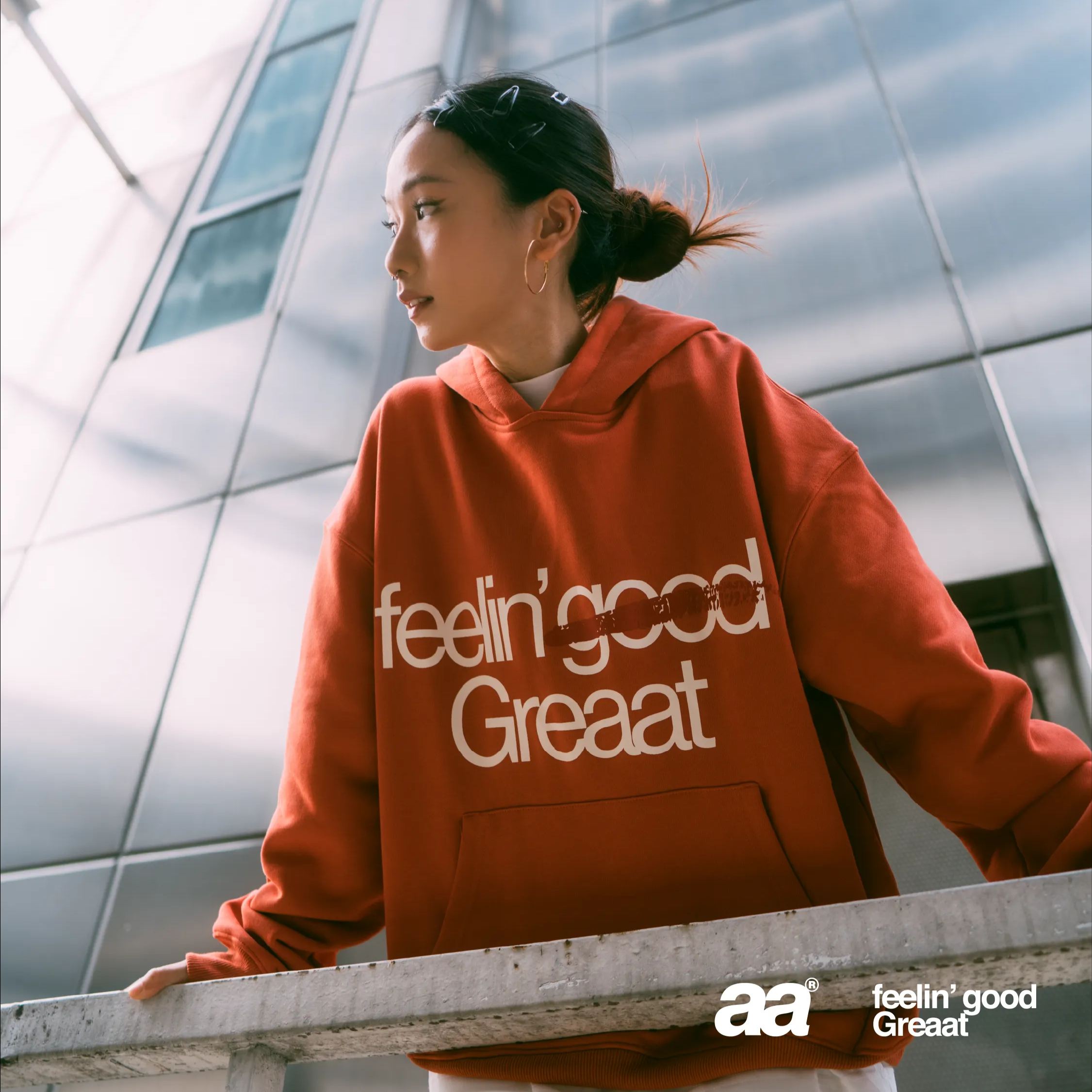 A.A FEELIN' GREAAT  HOODIE — BURNT ORANGE