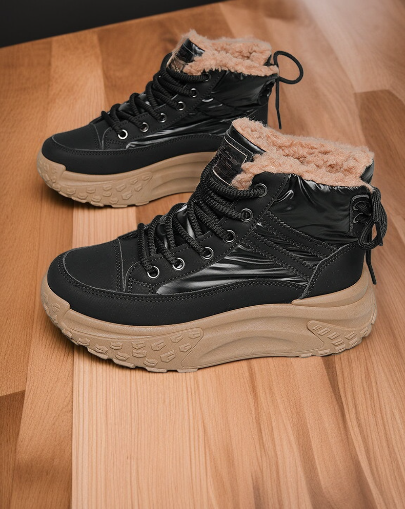加絨高幫防風厚底鞋厚底防滑設計