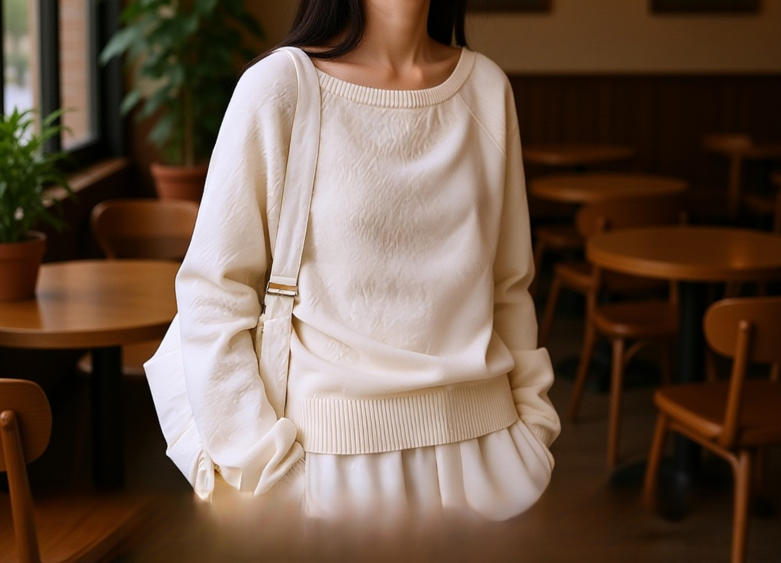 オフショルダーウールセーター全体画像