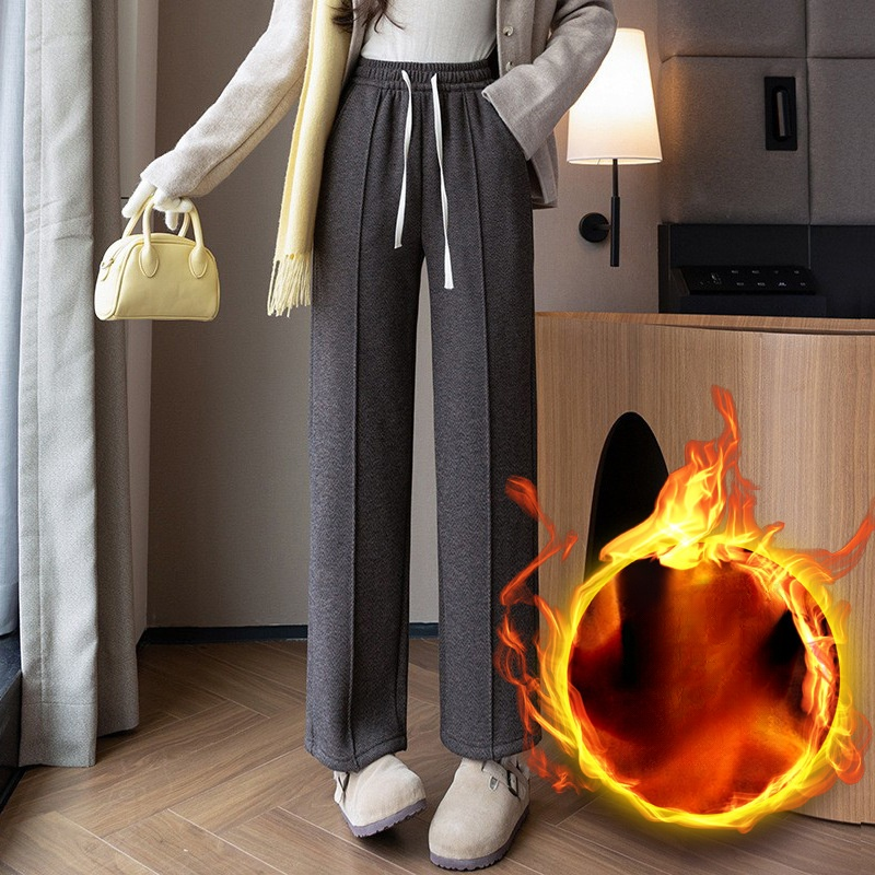 秋冬季高腰直筒羊毛褲