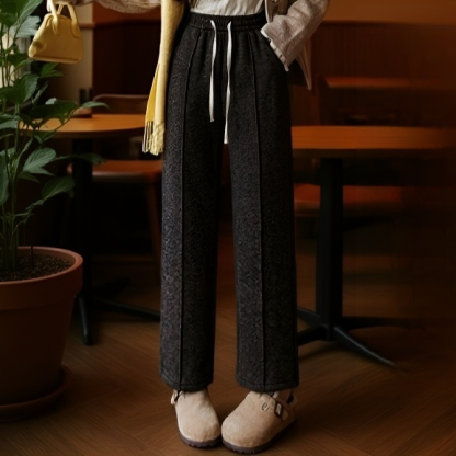 秋冬季高腰直筒羊毛褲