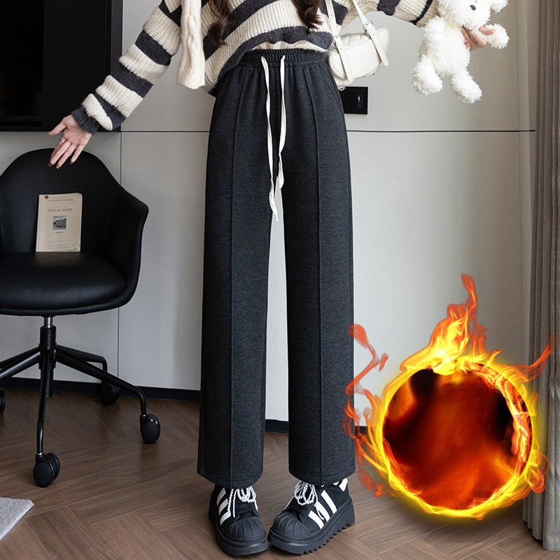 秋冬季高腰直筒羊毛褲