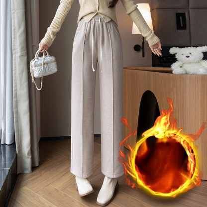 秋冬季高腰直筒羊毛褲