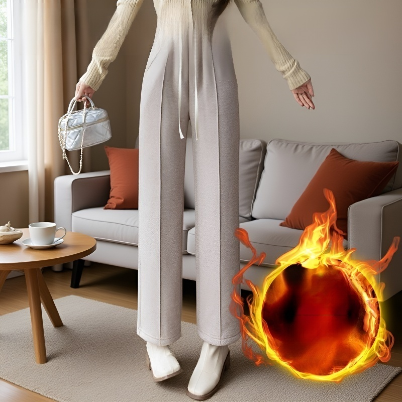 秋冬季高腰直筒羊毛褲