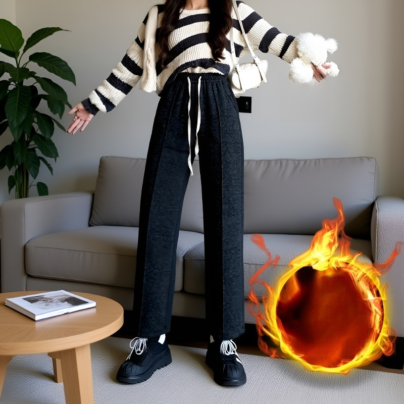 秋冬季高腰直筒羊毛褲