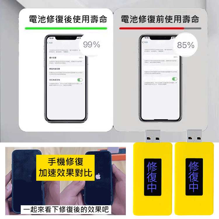 ✅台灣爆款智慧型手機電池修復器‼️🔋真脈衝技術實現修復 + 保養雙重功效，延長電池壽命至 99%，還能清理垃圾、改善手機卡頓‼️