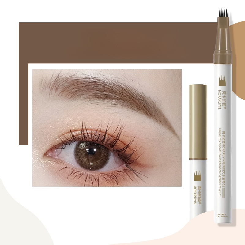 台灣爆款魔卡如茵四叉水眉笔！0.01mm 細尖 + 四叉設計，3 秒勾勒根根分明野生眉，新手手殘黨也能輕鬆駕馭。10H 防水防汗持妝，成膜黑科技不脫妝不斑驳，三個色號适配不同髮色