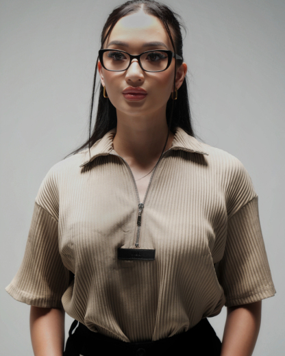 PLISSE POLO SHIRT STONE