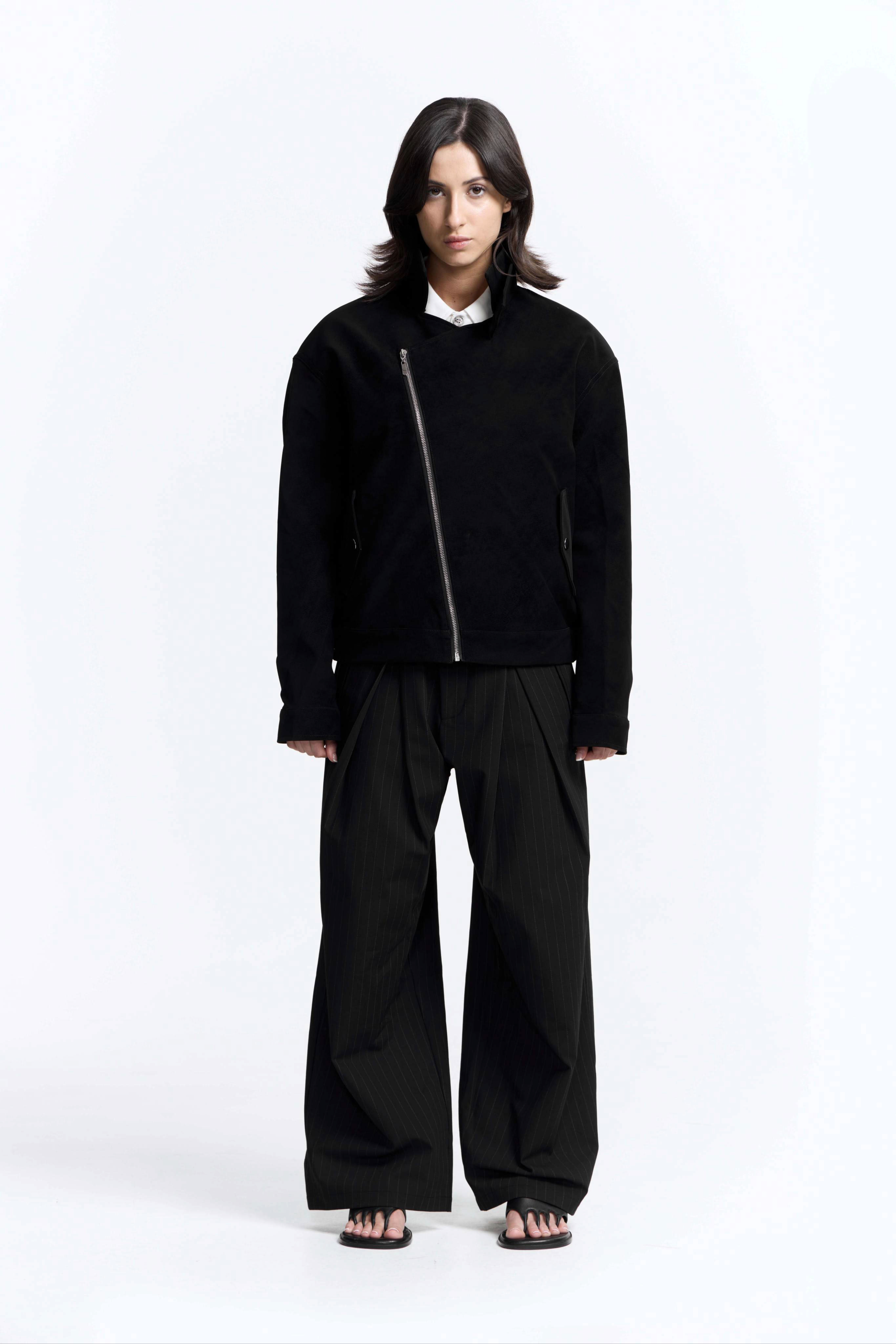 Bloom Leather Jacket · Obsidian