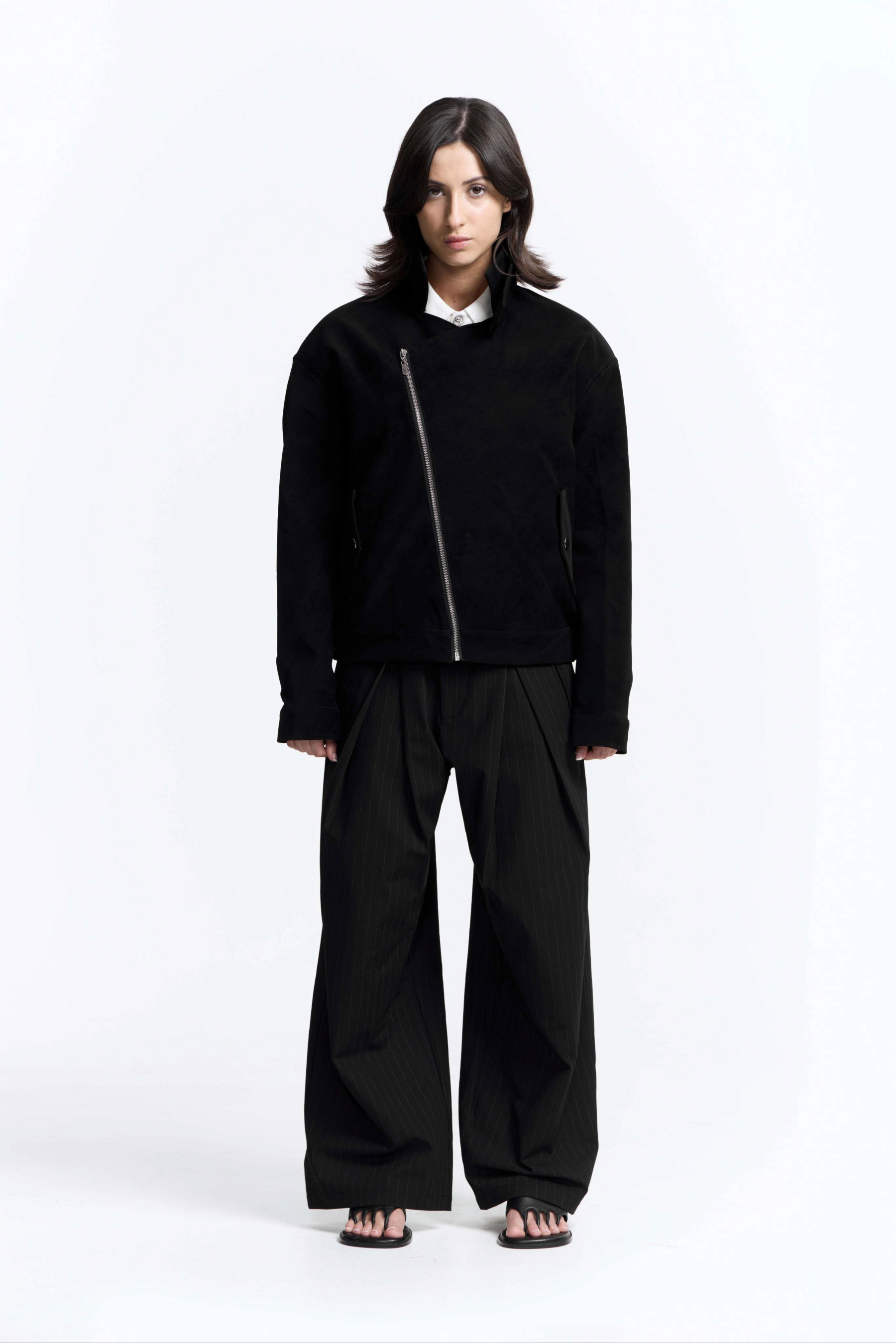 Bloom Leather Jacket · Obsidian