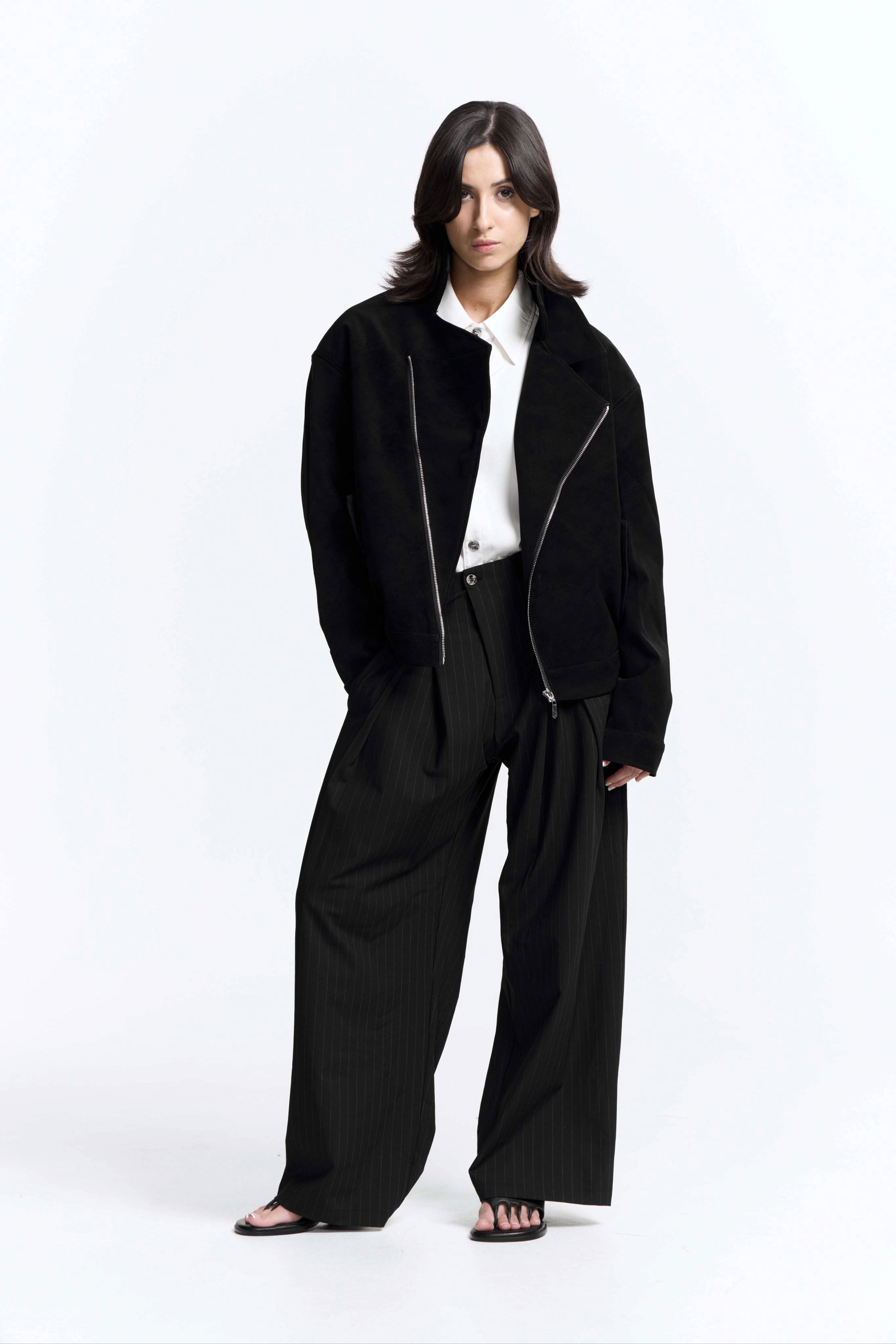 Bloom Leather Jacket · Obsidian