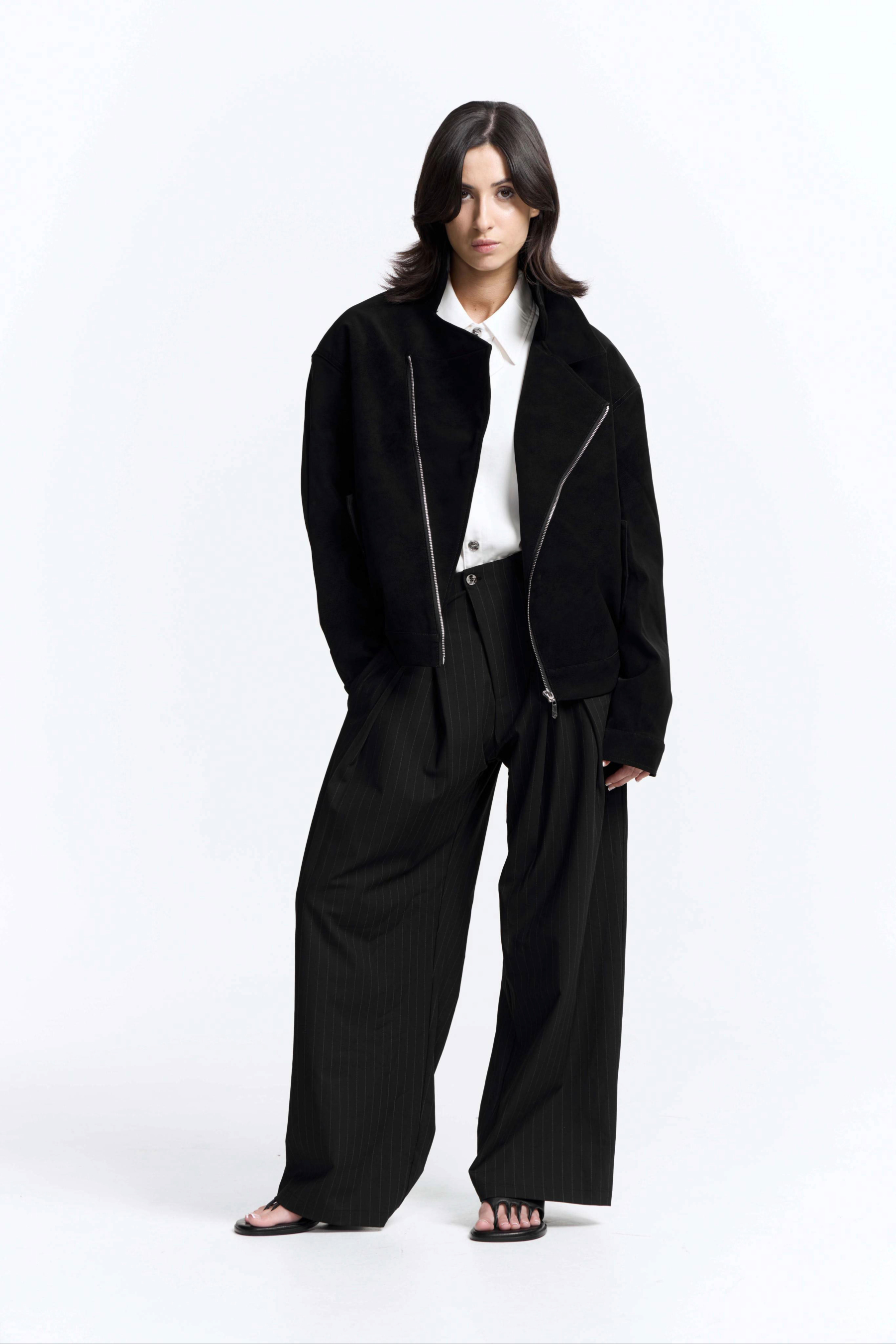 Bloom Leather Jacket · Obsidian