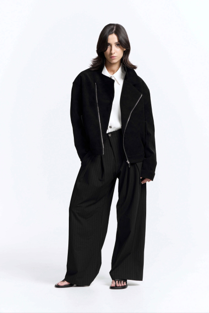 Bloom Leather Jacket · Obsidian