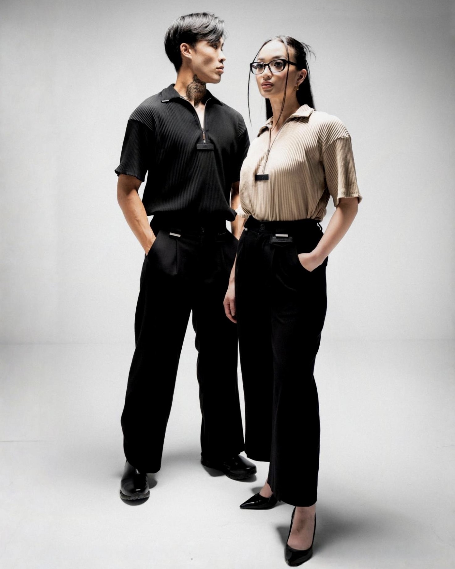 PLISSE POLO SHIRT STONE