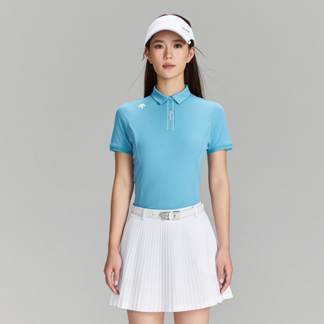 Women's Golf Princess Seam Ribbed Sleeve Short-Sleeve Polo Shirt