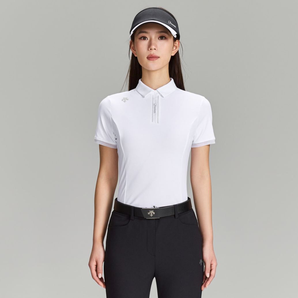 Women's Golf Princess Seam Ribbed Sleeve Short-Sleeve Polo Shirt