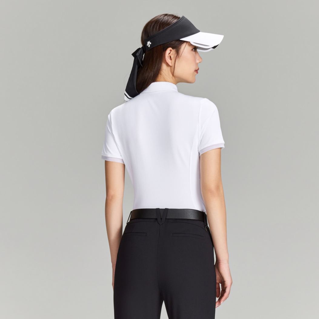 Women's Golf Princess Seam Ribbed Sleeve Short-Sleeve Polo Shirt