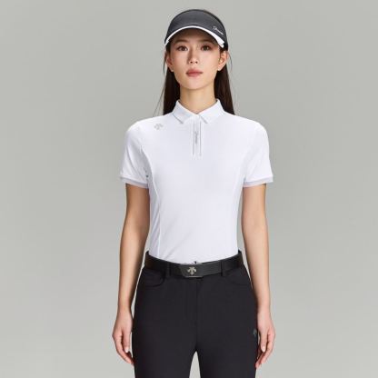 Women's Golf Princess Seam Ribbed Sleeve Short-Sleeve Polo Shirt