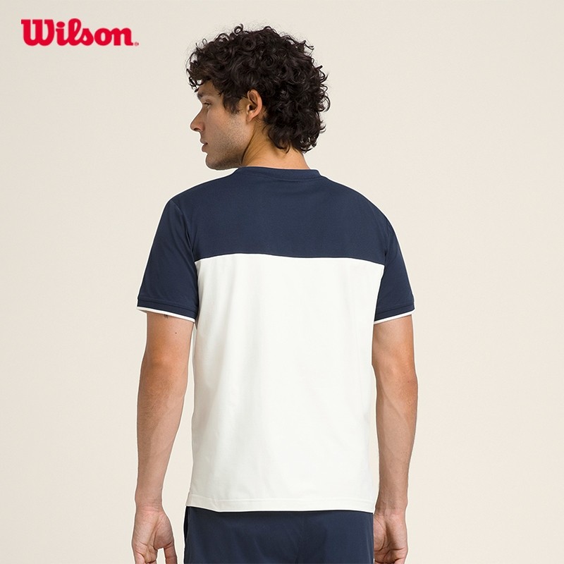 WILSON Men Topspin Tee Classic Navy Cotton/Tencel Stretch Moisture-Wicking Anti-Odor WM00574531DBC