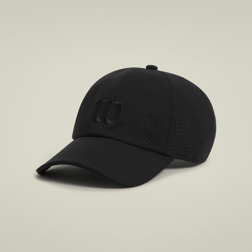 WILSON Unisex Active Perforated Tennis Cap Black Quick-Dry Adjustable Buckle WU00135511BKA