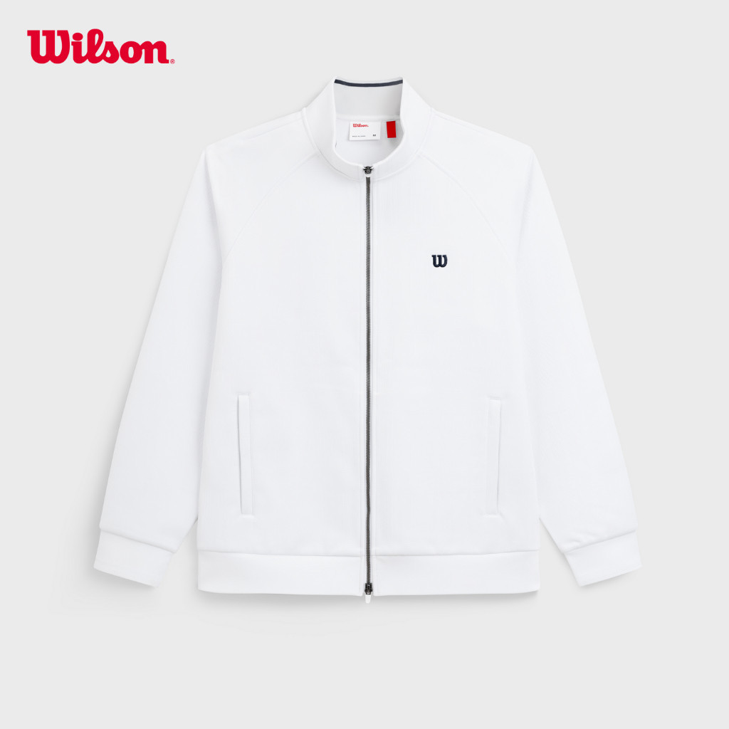 Wilson Men Courtstar Jacquard Tennis Jacket Brushed Inner Stand Collar Zip Windproof