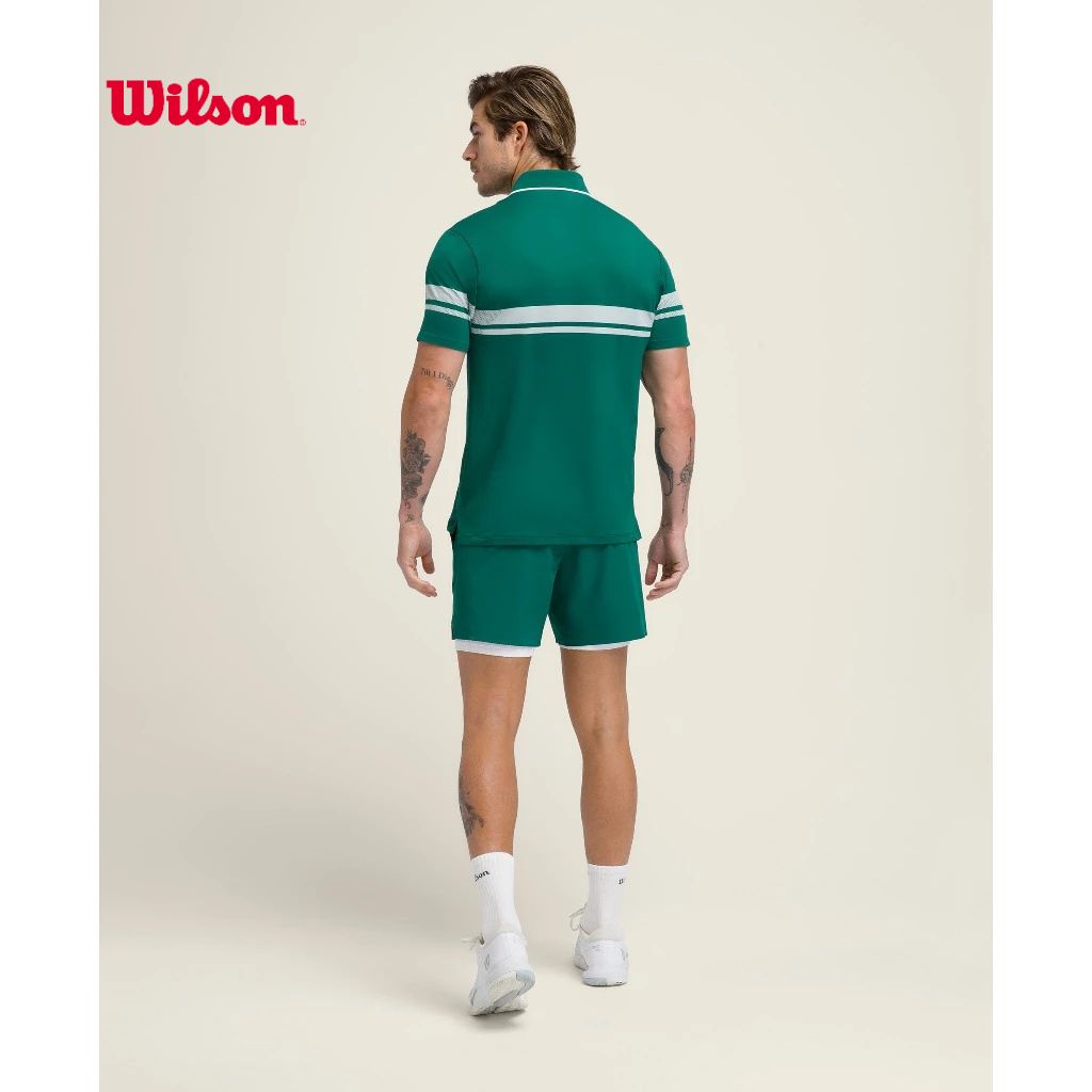 Wilson Men All Season Polo in Club Green Stripe