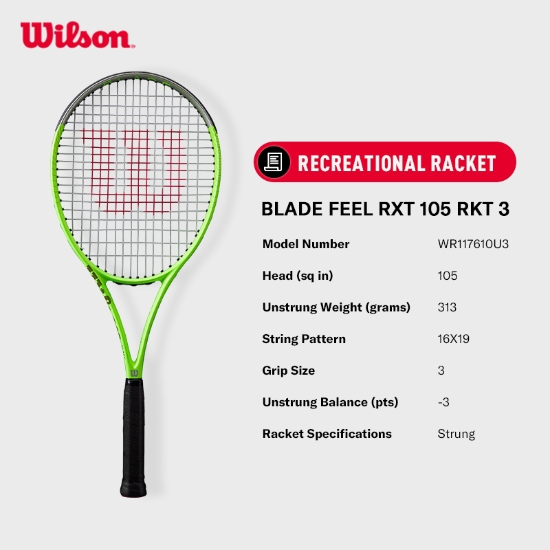 Wilson Blade Feel 105 Recreational Tennis Racket (Strung)