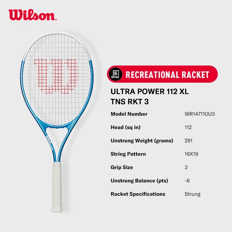 Wilson Ultra Power 112 XL Tennis Racket (Pre-Strung)