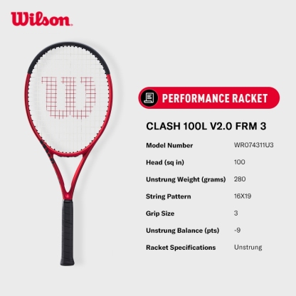 WILSON Clash 100L V2.0 Frm Performance Tennis Racket
