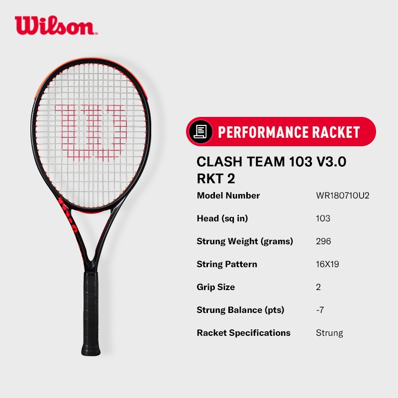 WILSON Clash Team 103 V3.0 Performance Tennis Racket