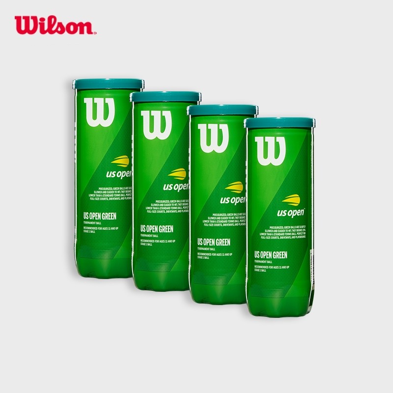 Wilson US OPEN Green Tournament Tennis Balls All Court Training (4 Cans, 12 Balls)