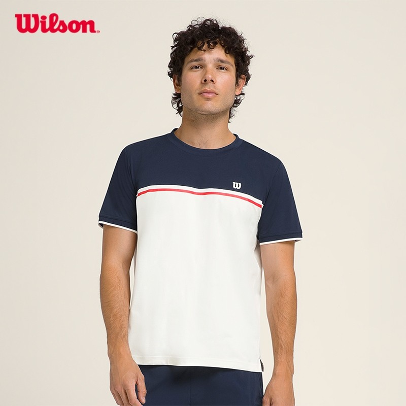 WILSON Men Topspin Tee Classic Navy Cotton/Tencel Stretch Moisture-Wicking Anti-Odor WM00574531DBC