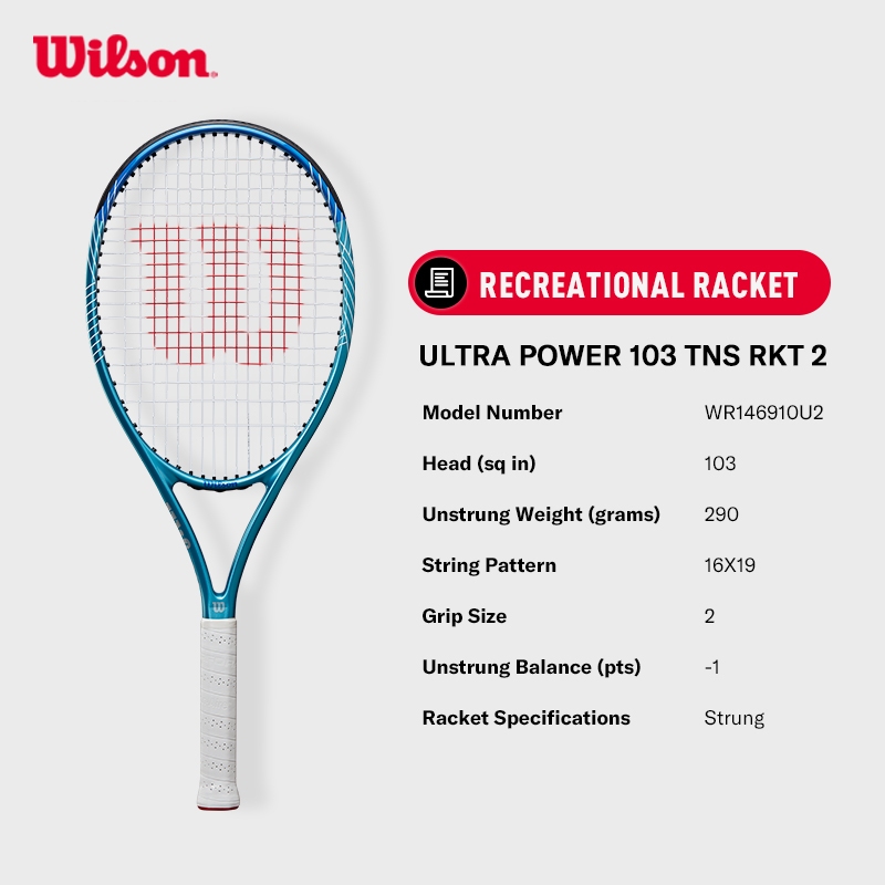 Wilson Ultra Power 103 Tennis Recreational Casual Racket (Strung