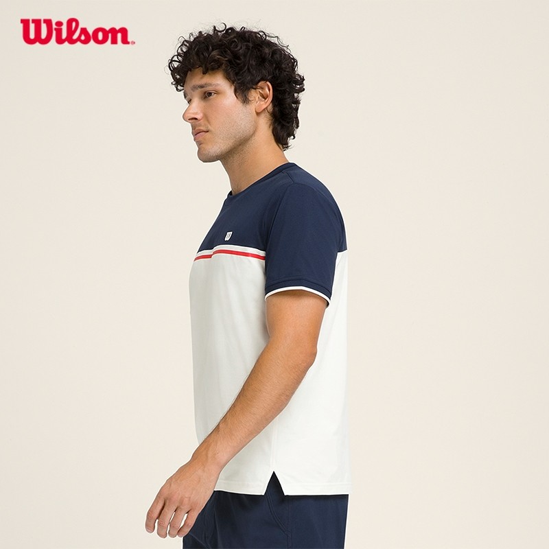 WILSON Men Topspin Tee Classic Navy Cotton/Tencel Stretch Moisture-Wicking Anti-Odor WM00574531DBC