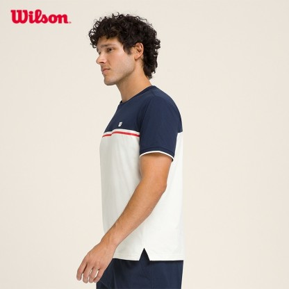 WILSON Men Topspin Tee Classic Navy Cotton/Tencel Stretch Moisture-Wicking Anti-Odor WM00574531DBC