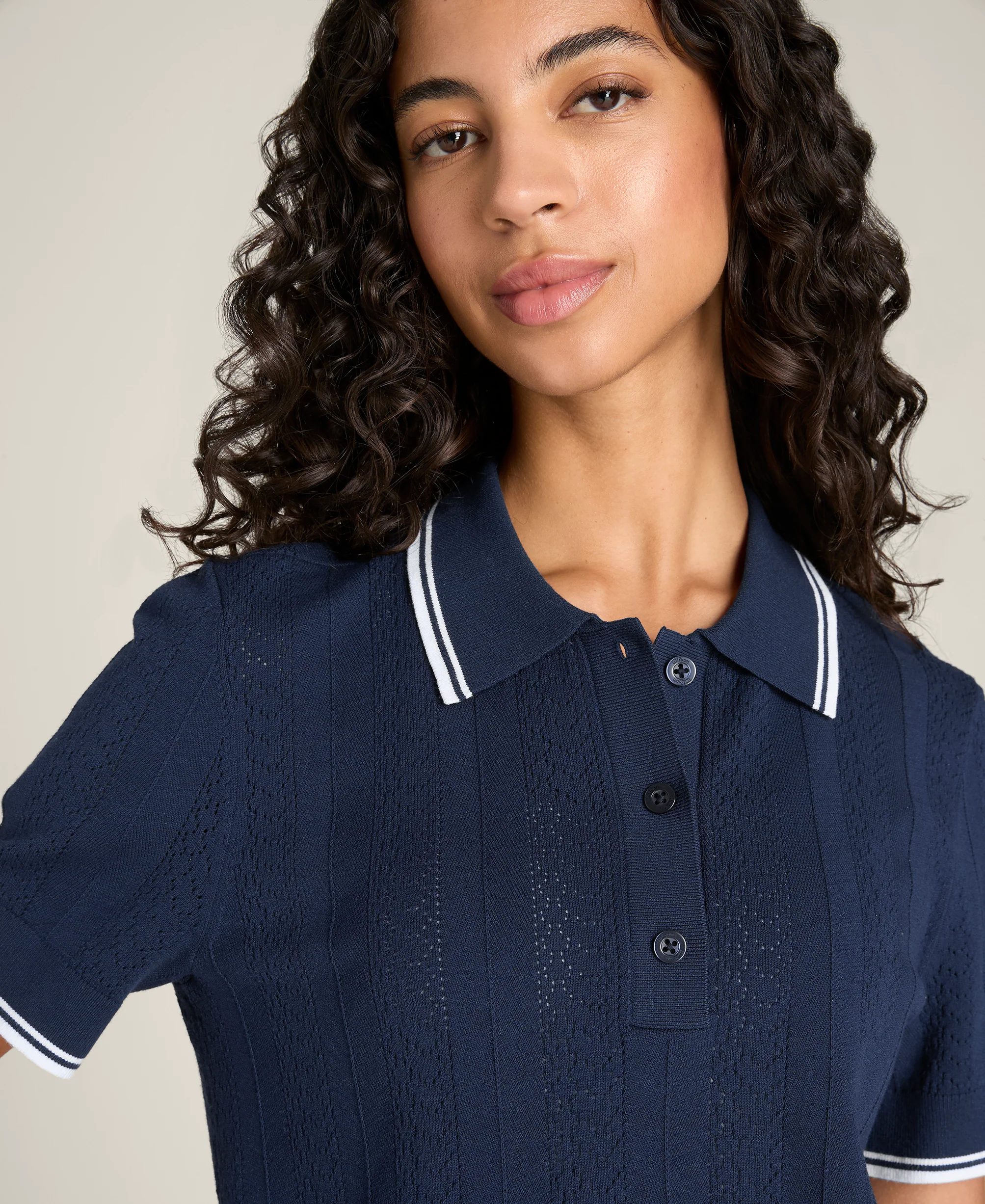 Addison Knit Pointelle Polo Shirt