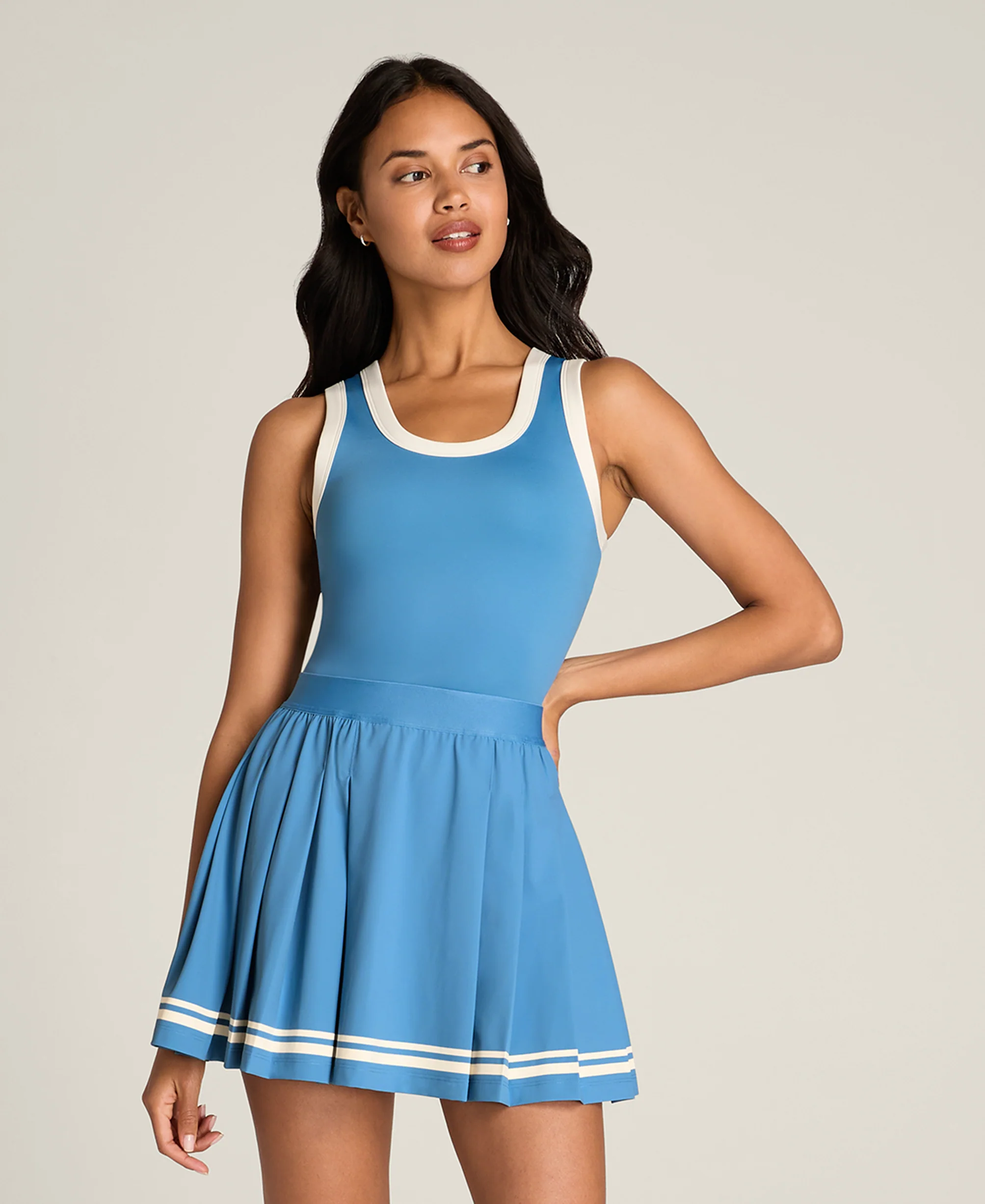 Contrast Scoop Neck Dress