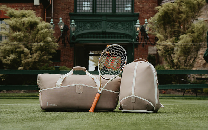 RF Hall of Fame collection, featuring two racket bags and a racket in the middle