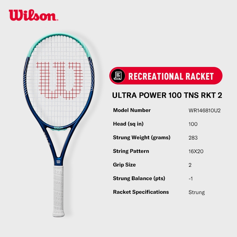 WILSON Ultra Power 100 Tennis Recreational Racket (Strung