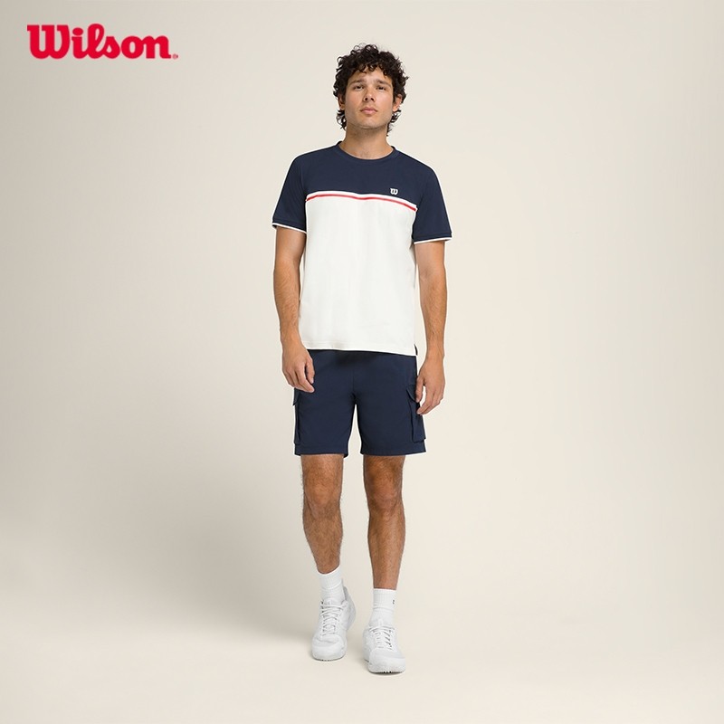 WILSON Men Topspin Tee Classic Navy Cotton/Tencel Stretch Moisture-Wicking Anti-Odor WM00574531DBC