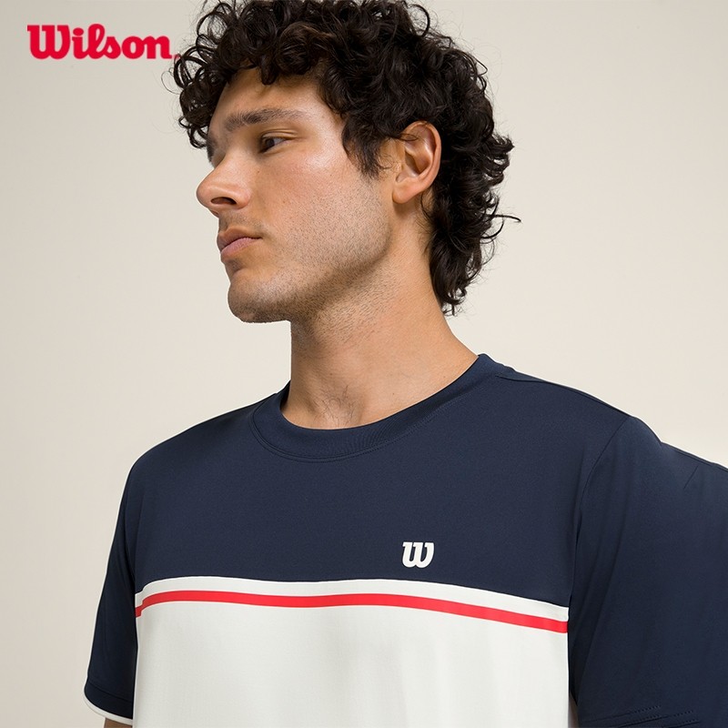 WILSON Men Topspin Tee Classic Navy Cotton/Tencel Stretch Moisture-Wicking Anti-Odor WM00574531DBC
