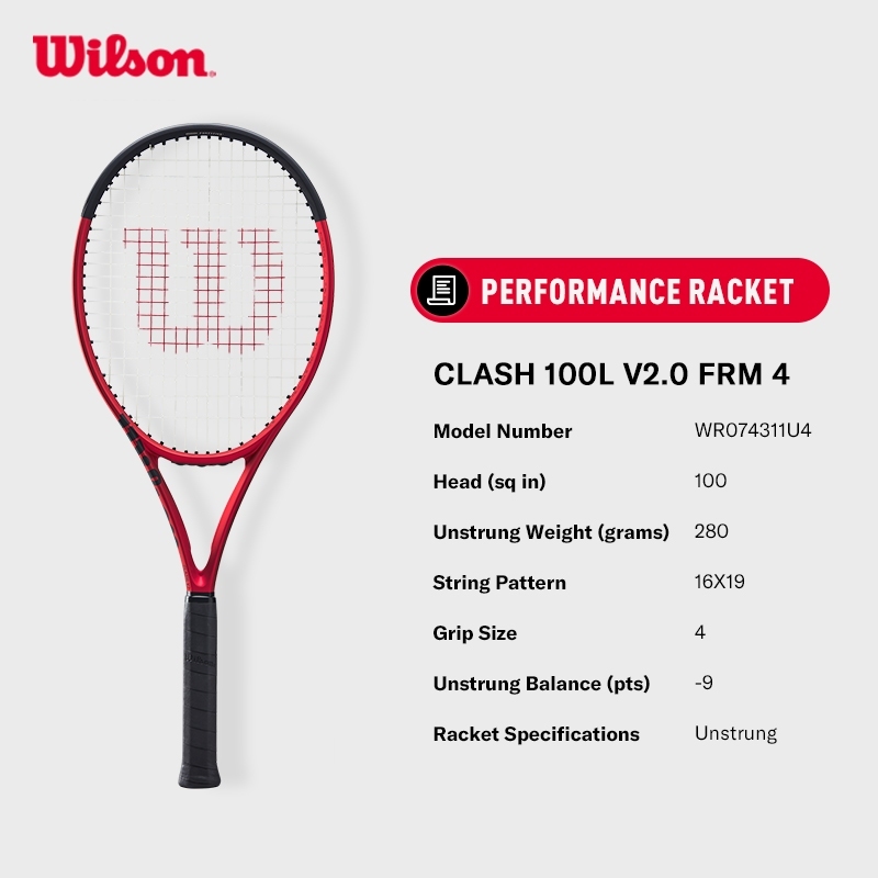 WILSON Clash 100L V2.0 Frm Performance Tennis Racket