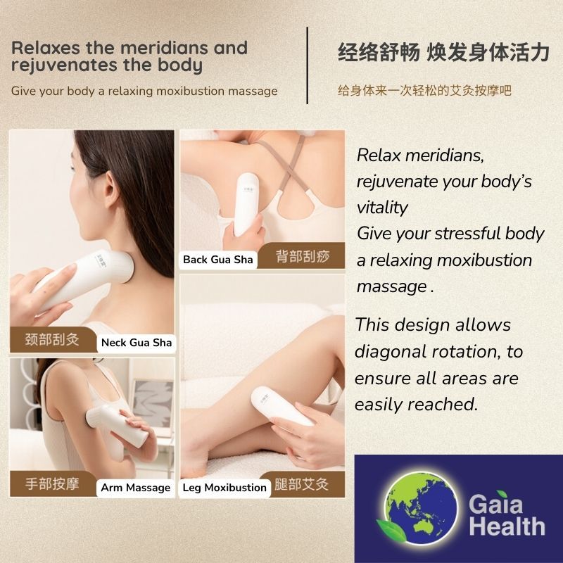 Image demonstrating the Gua Sha scraping technique on a stiff neck, using the smooth edge of the Bian Stone head. This action releases tension and improves local circulation, offering immediate relief from neck pain caused by body congestion.